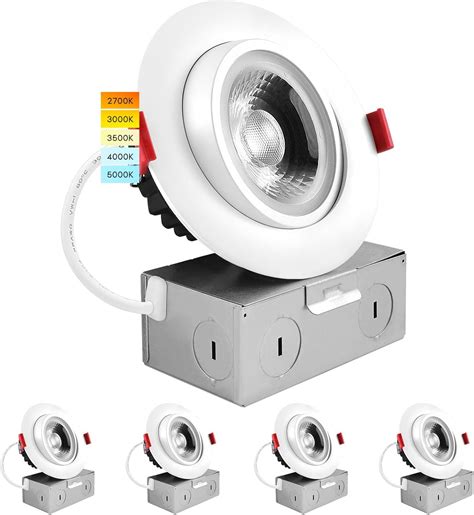 Luxrite 4 Inch Gimbal LED Recessed Light with Junction Box, 